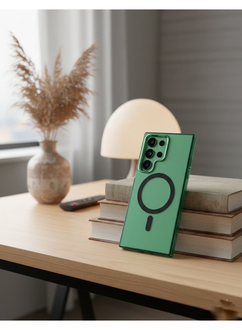Grace Samsung Galaxy S24 Ultra Magnetic Case - Green Translucent Finish - protective cover - Image 1